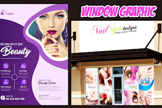 do eye catchy window graphics design, store front, shop front, sign board design