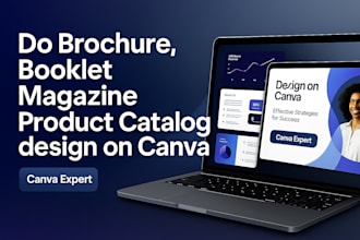 do brochure, booklet, magazine, product catalog design on canva