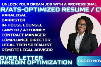write legal resume, paralegal, attorney, inhouse counsel, judge, solicitor, CV