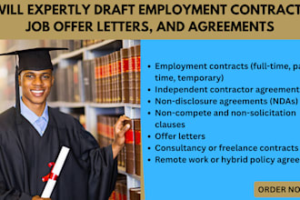 draft employment contracts, job offer letters, and agreement