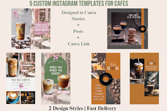 design aesthetic canva templates for cafe and social media