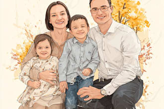 draw a realistic family or group portrait from a photo