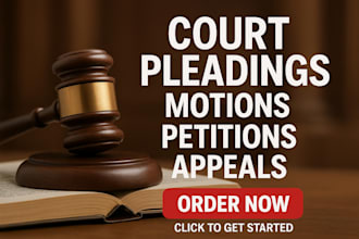 draft court pleadings, motion, lawsuit, complaint, petition and appeal