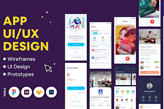design mobile app UI UX wireframes with smart components and editable template