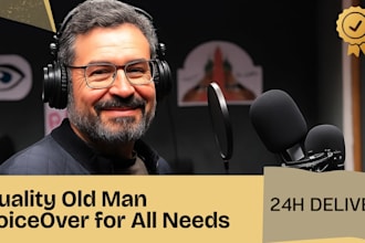 deliver a rich wise old man character english voice over