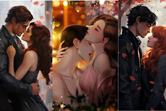 draw nsfw couple art semi realistic character design romance book cover or novel