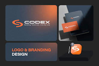 design modern minimalistic logo and full branding kit for tech and saas business