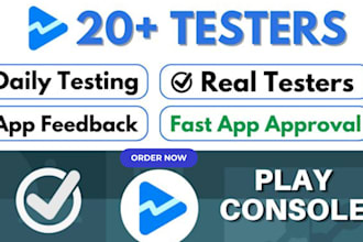 provide 12 testers or 20 testers for google play closed testing with guides