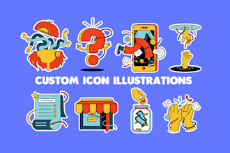 design custom icon illustrations for web, articles, apps