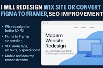 wix redesign, wix seo,framer website,figma to framer,wix website redesign wix
