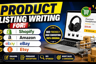 write high converting seo optimised product listings for amazon,shopfy and etsy