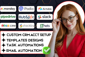 setup hubspot crm monday crm 17hats slack zoho crm podio pipedrive crm airtable