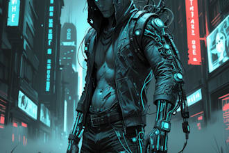sketch of your character, sci fi fantasy, cyberpunk