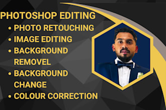 do photoshop editing, background removel and  change