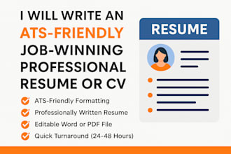 write an ats friendly job winning professional resume or CV