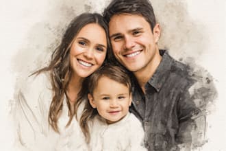 turn your family photo to be a minimalist vector portrait