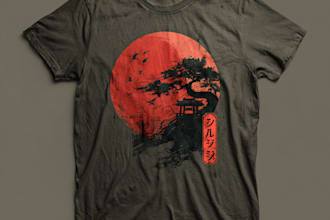 create anime japanese streetwear tshirt design illustration