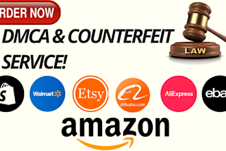 file dmca, counter notice, and remove counterfeit from amazon, etsy, shopify