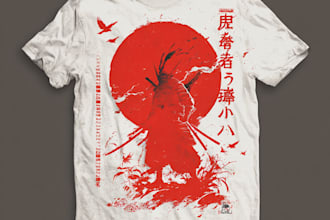 draw t shirt design on graffiti art, japanese art