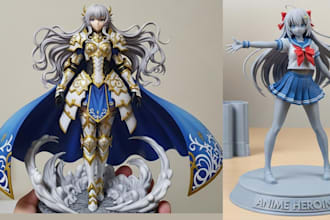 3d anime figure, toy,3d character model ,diorama anime figure for 3d printing