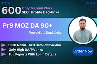 build 600 high authority SEO profile backlinks manually