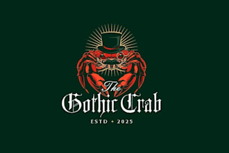 design gothic style seafood restaurant logo