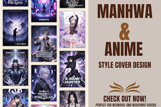 design webtoon or novel cover in anime or manhwa style