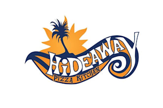 design minimal funky island pizzeria logo