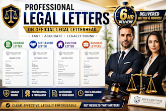 draft demand letter, settlement letter, and legal letter as a US attorney