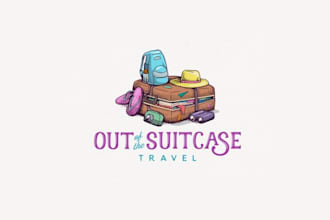 make looks nice awesome logo for out of the suitcase travel