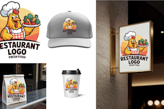 design restaurant, club, bar, bakery, food logo and complete branding