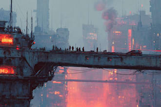 create a illustration of futuristic cyberpunk city