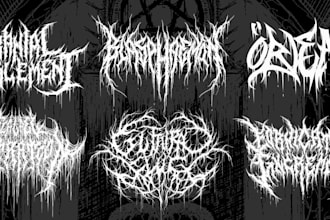 create death, black metal, grindcore, hardcore band logo
