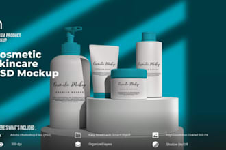 design beauty skincare catalog, cosmetic product label, canva mockup design