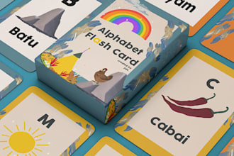 custom kids playing educational card flashcard box, anki montessori card mockup