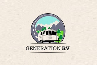 design aesthetics rv camper logo and icon for company