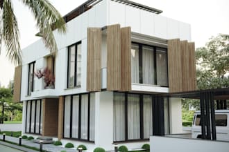 remodel residential apartment building, 3d front elevation, cgi landscape design