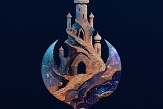 draw an fantasy, rpg, mmorpg, sci fi game logo