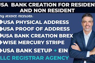 create USA bank creation for any country USA llc registrar agency