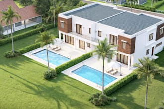 remodel building facade, 3d house external cgi rendering, VR budling walkthrough