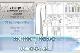 create production ready fashion tech packs and flat sketches