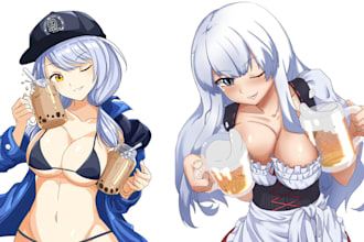 draw nsfw anime character art, ecchi art, couple, sfw anime cartoon character