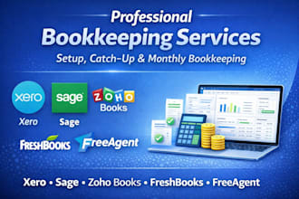 setup catch up and bookkeeping in xero sage zoho freshbooks and freeagent