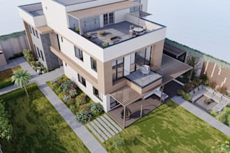 render building architectural plan,duplex apartment design,house hardscape model