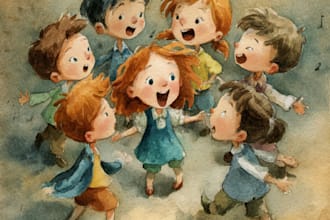 draw cute children book illustration and kids book illustrations