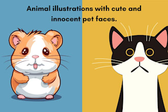 create human and pet illustrations in any outfit or pose