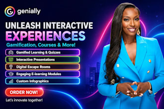 build your course, infographic design, presentations using genially powerpoint