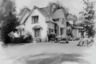 hand draw architectural sketches interior and exterior