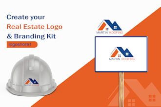 make a real estate, construction, and property logo with a branding kit