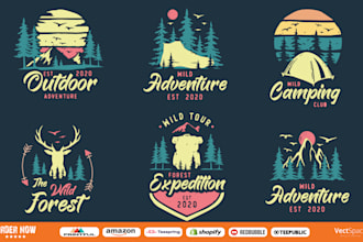 do illustrate vintage retro style outdoor t shirt design